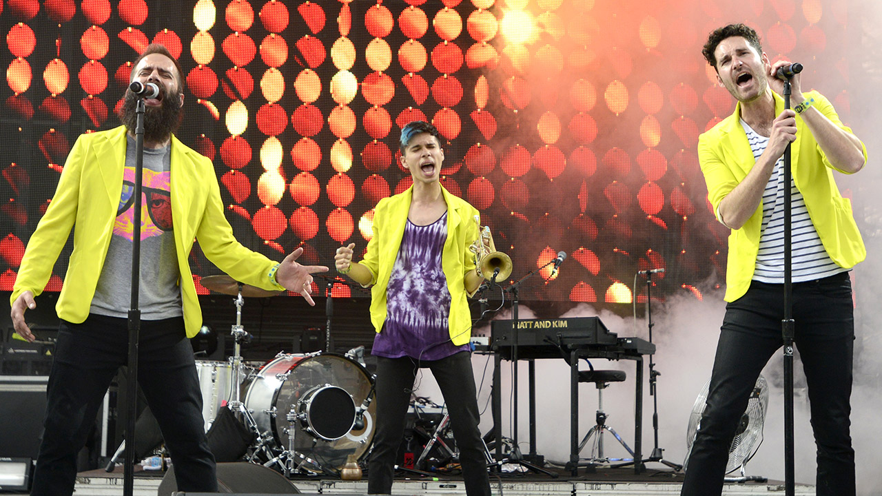 MIAMI, FL - MARCH 22: (L - R) Sebu Simonian, Spencer Ludwig, and Ryan Merchant of Capital Cities perform at the Ultra Music Festival on March 22, 2013 in Miami, Florida. (Photo by Tim Mosenfelder/Getty Images)