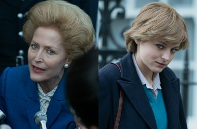 Gillian Anderson e Emma Corrin em fotos de "The Crown" (Divulgação)