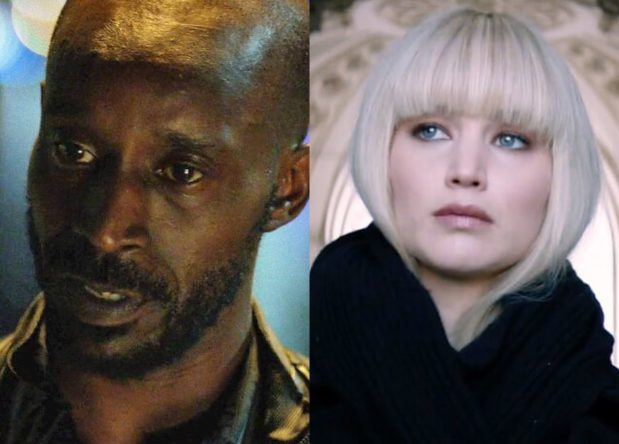 Rob Morgan no filme "Demolidor" e Jennifer Lawrence em "Operação Red Sparrow" (Reprodução)