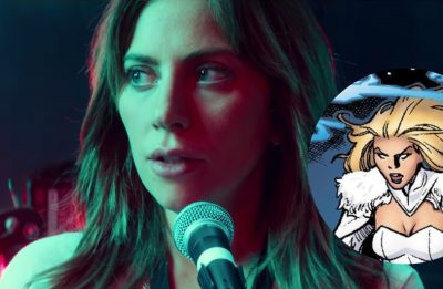 Lady Gaga em "Nasce Uma Estrela" e personagem Emma Frost em quadrinho (Reprodução)