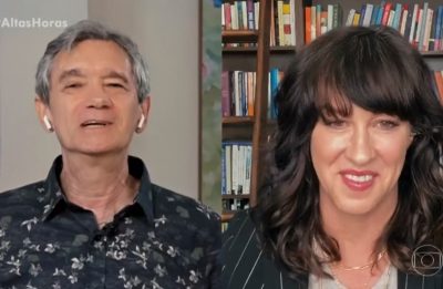 Serginho Groisman e Alanis Morissette no Altas Horas (Foto: Reprodução (TV Globo)