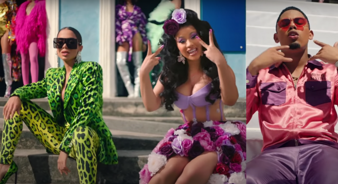 Anitta, Cardi B e Myke Towers no clipe de "Me Gusta" (Reprodução)