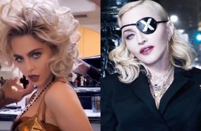 Anne em vídeo (Reprodução)/Madonna na divulgação de "Madame X" (Divulgação)