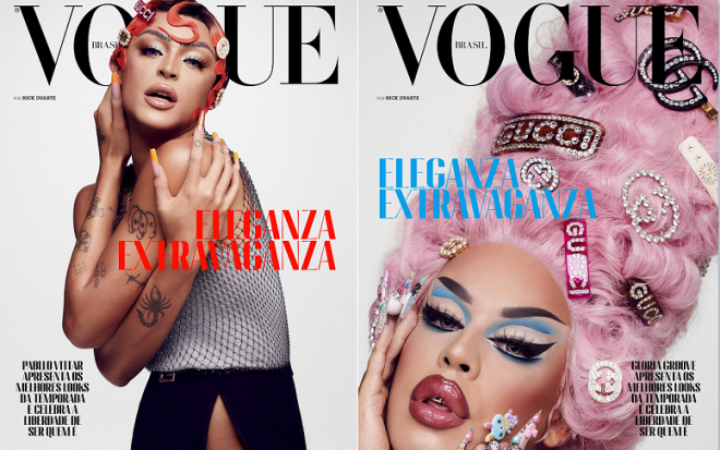 Pabllo Vittar e Gloria Groove em suas respectivas capas da Vogue Brasil (Divulgação)