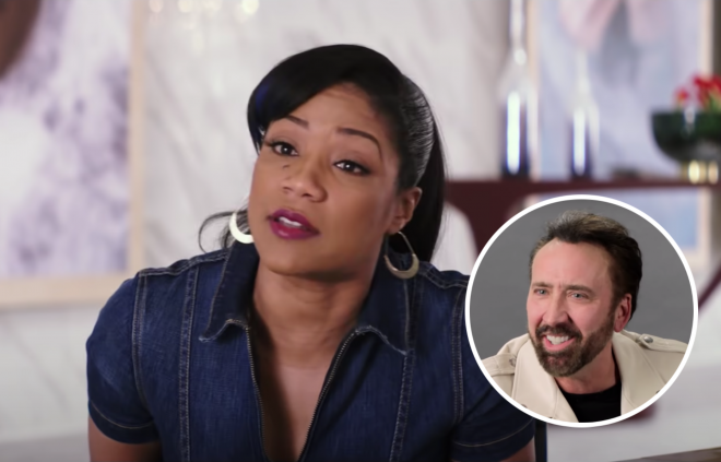 Tiffany Haddish no trailer de "Like a Boss" (Reprodução)/Nicolas Cage em entrevista (Reprodução)