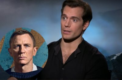 Henry Cavill entrevista e Daniel Craig em pôster (Reprodução/Youtube/Divulgação)