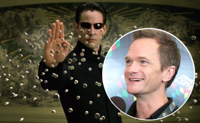 Imagem de "Matrix" e Neil Patrick Harris em entrevista (Reprodução)