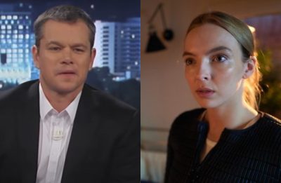 Matt Damon no programa do Jimmy Kimmel e Jodie Comer em "Killing Eve"(Reprodução)
