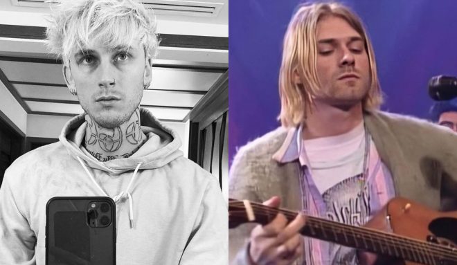 Machine Gun Kelly e Kurt Cobain (Reprodução/Instagram/Youtube)