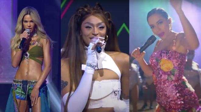Bruna Marquezine, Pabllo Vittar e Anitta no MIAW 2020 (Reprodução)