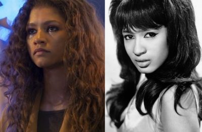Zendaya em "Euphoria" e Ronnie Spector na capa de "The Very Best Of Ronnie Spector" (Reprodução/Divulgação)