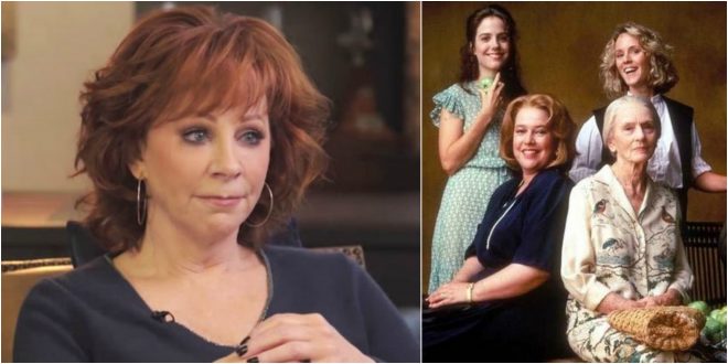 Reba McEntire em entrevista à PBS (Reprodução)/ Elenco em imagem promocional de "Tomates Verdes Fritos" (Divulgação)