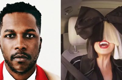 Leslie Odom Jr. em capa do álbum "Mr" (Divulgação)/ Sia no Carpool Karaoke, do "The Late Late Show" (Reprodução)
