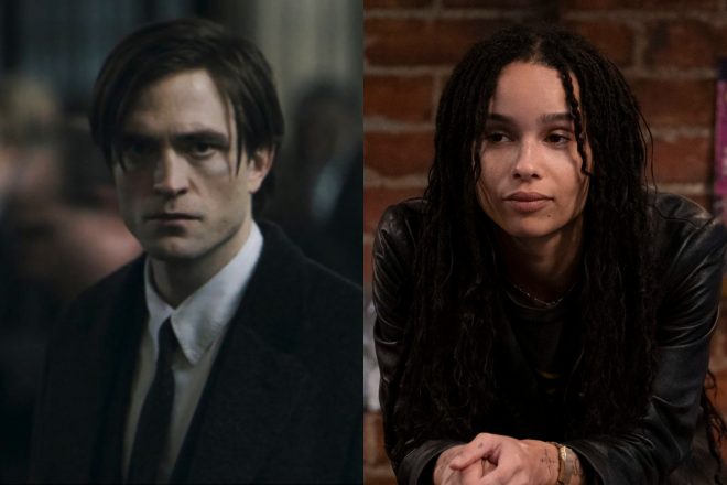 Robert Pattinson em "The Batman" e Zoë Kravitz na série "High Fidelity" (Reprodução)