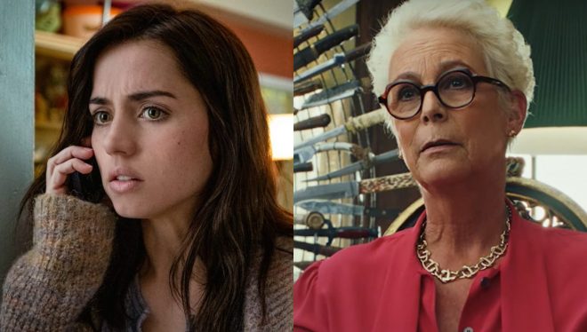 Ana de Armas e Jamie Lee Curtis em "Entre Facas e Segredos" (Reprodução)