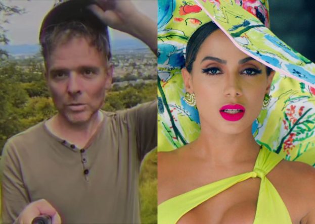 Stuart Murdoch no clipe de "The Boy With The Arab Strap (Live)" e Anitta em "Me Gusta" (Reprodução)
