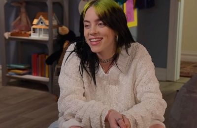 Billie Eilish no programa do Jimmy Kimmel (Reprodução)
