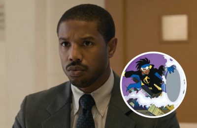 Michael B. Jordan no filme "Luta Por Justiça" e cena de série do "Super Choque" (Reprodução)