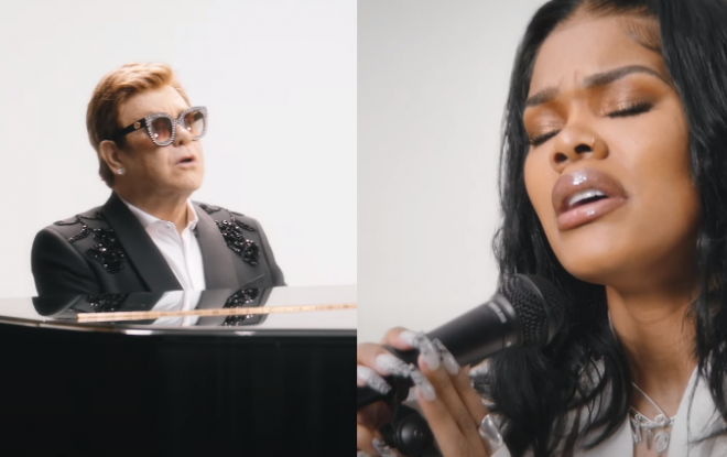 Elton John e Teyana Taylor em cenas do clipe de "Lose Each Other" (Reprodução)
