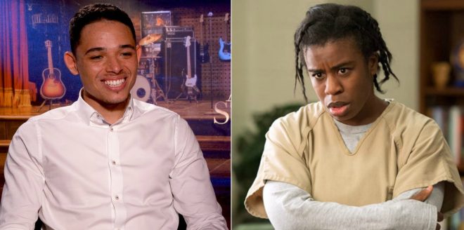 Anthony Ramos em entrevista e Uzo Aduba em "Orange Is The New Black" (Reprodução)