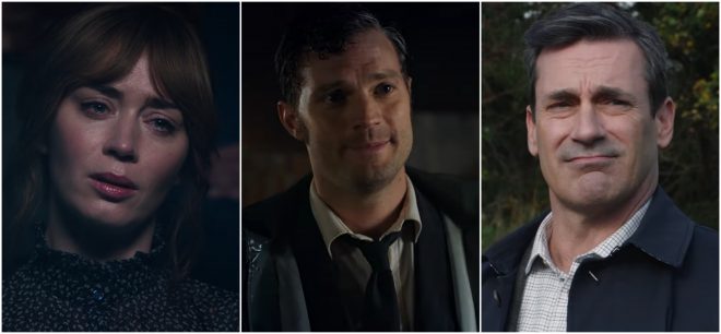 Emily Blunt, Jamie Dornan e Jon Hamm em trailer de "Wild Mountain Thyme" (Reprodução)
