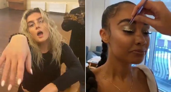 Perrie Edwards e Leigh-Anne Pinnock do Little Mix em bastidores (Reprodução)