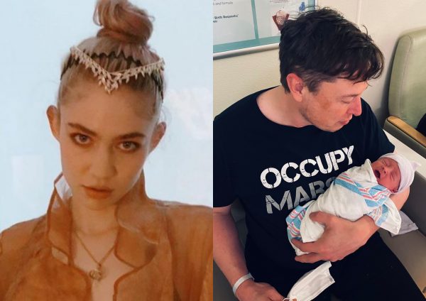 Grimes e Elon Musk em fotos publicadas nas redes sociais (Reprodução)