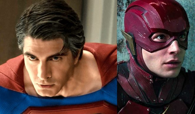 Brandon Routh em "Superman - O Retorno"/Ezra Miller como Flash (Reprodução)