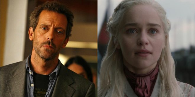 Hugh Laurie em "House"/Emilia Clarke em "Game of Thrones" (Reprodução)