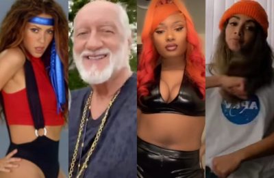 Shakira, Mick Fleetwood, Megan Thee Stallion e Anitta no TikTok (Reprodução)