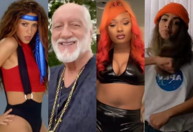Shakira, Mick Fleetwood, Megan Thee Stallion e Anitta no TikTok (Reprodução)