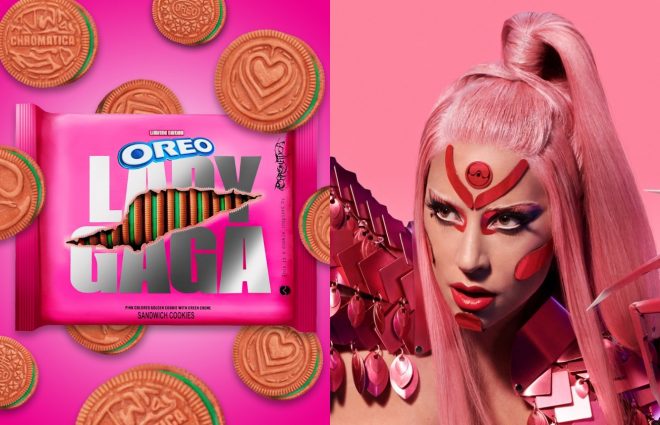 Biscoito veio na estética do álbum "Chromatica" (Divulgação)