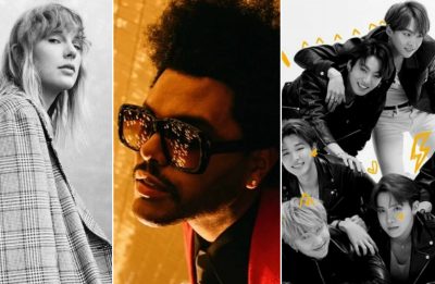 "folklore", "After Hours" e "Map of the Soul: 7" lideram a lista (Divulgação)