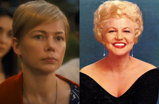 Michelle Williams e Peggy Lee já concorreram ao Oscar (Reprodução/YouTube, Divulgação)