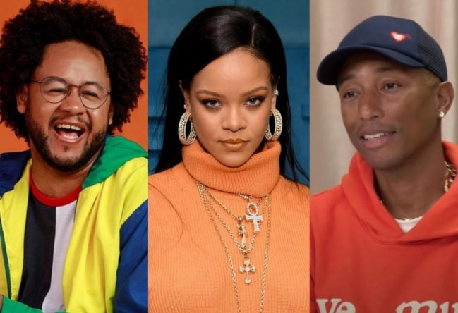 Emicida, Rihanna e Pharrell estão na lista (Divulgação/ Getty Images/ Reprodução)
