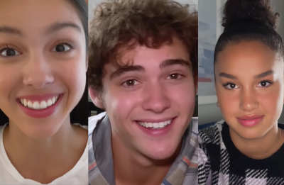 Olivia Rodrigo, Joshua Bassett, Sofia Wylie e outros participaram da vídeochamada (Reprodução / Twitter)
